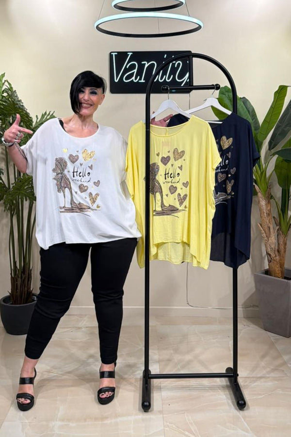 Blusa HELLO strass - Giallo