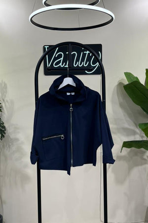 Giacca crop zip - Blu