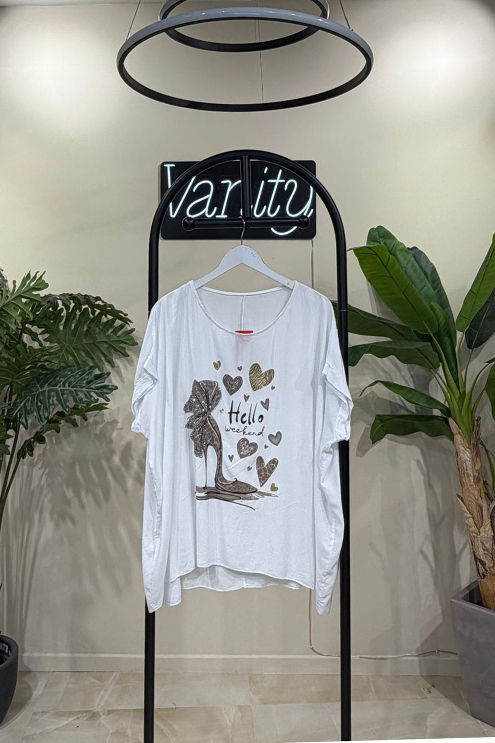 Blusa HELLO strass - Bianco