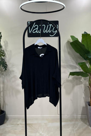 Camicia goffrata over - Nero