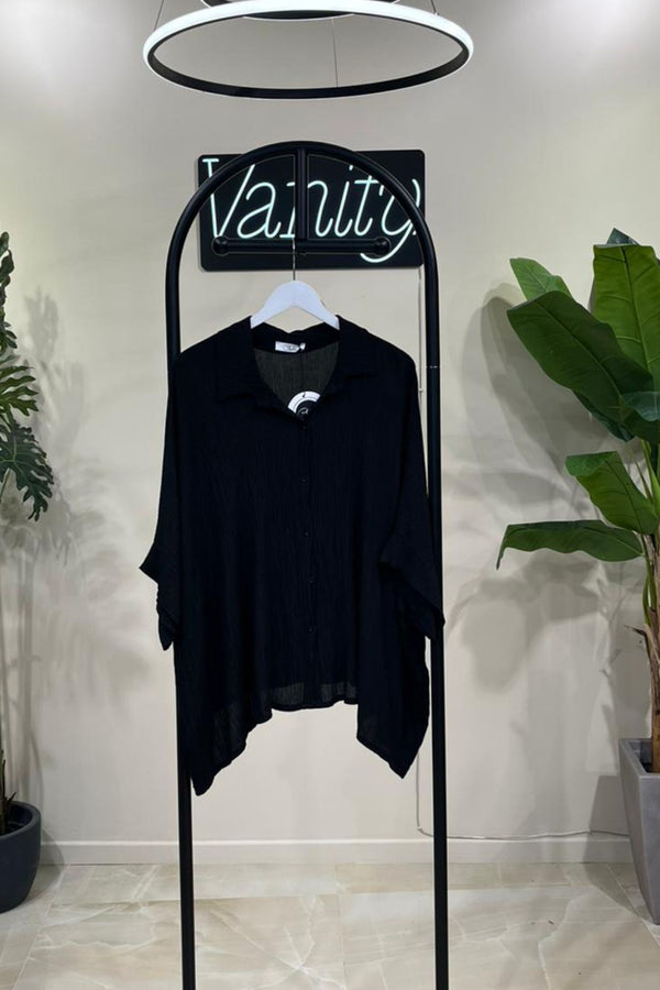 Camicia goffrata over - Nero
