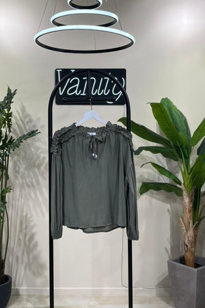 Maglia rouches laccio - Militare