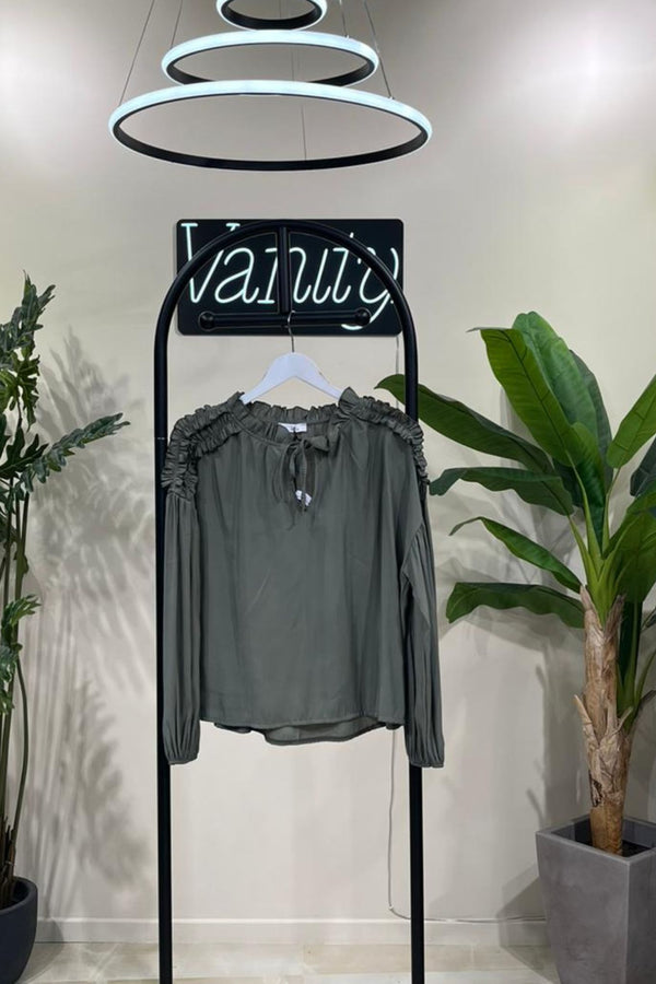 Maglia rouches laccio - Militare