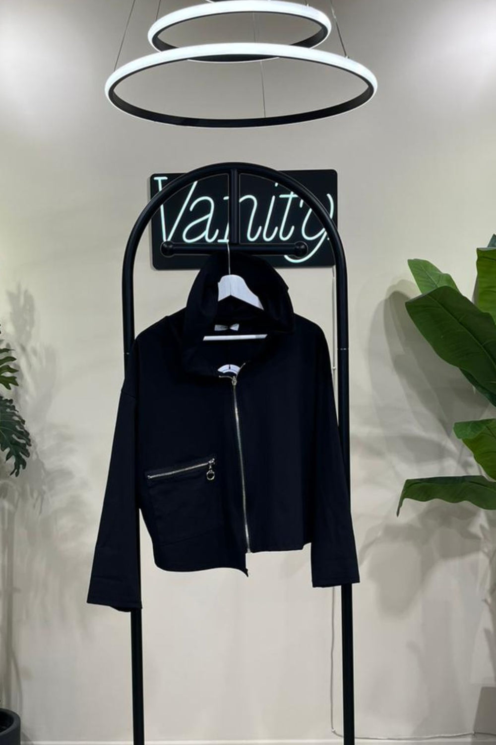Giacca crop zip - Nero