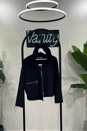 Giacca crop zip - Nero