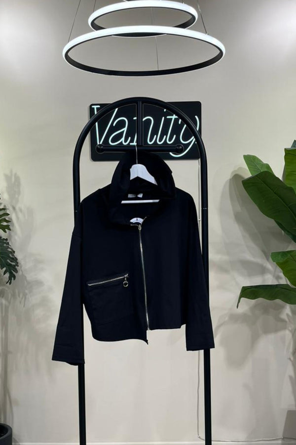 Giacca crop zip - Nero