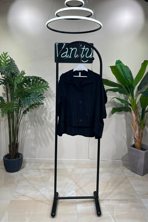 Camicia raso frange - Nero