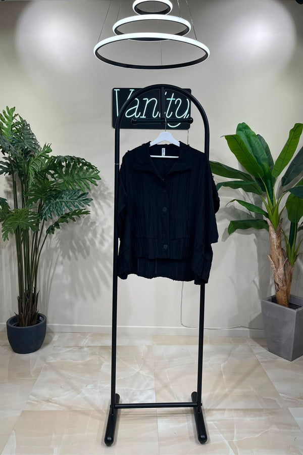 Camicia raso frange - Nero