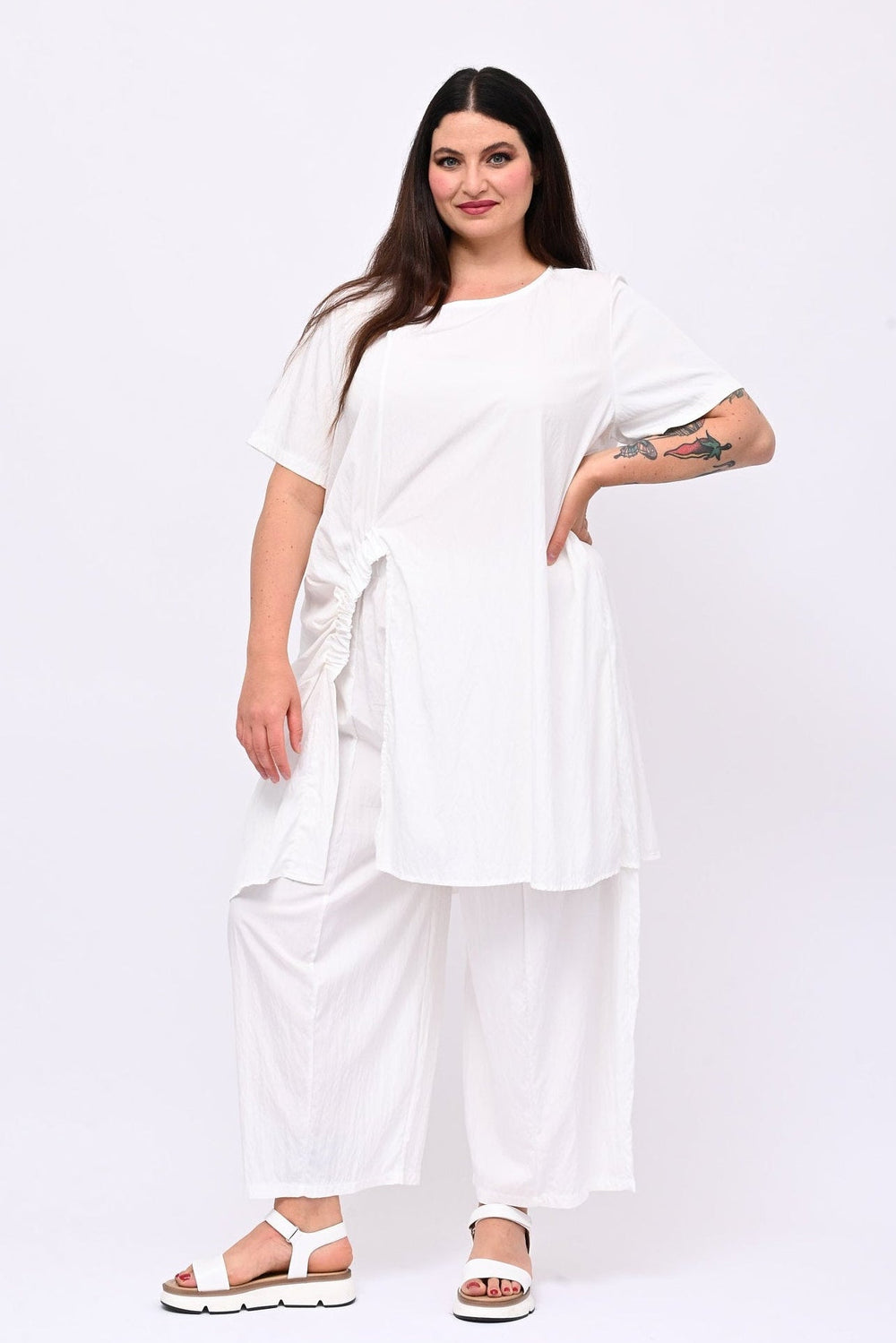 Completo viscosa maxi spacco - Bianco