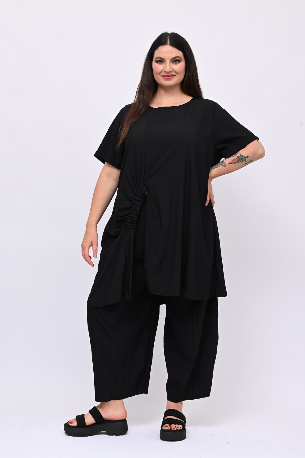 Completo viscosa maxi spacco - Nero