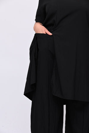 Completo viscosa maxi spacco - Nero