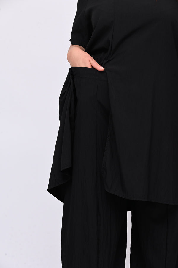 Completo viscosa maxi spacco - Nero