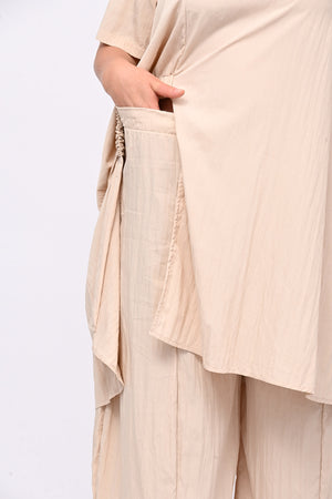 Completo viscosa maxi spacco - Nude