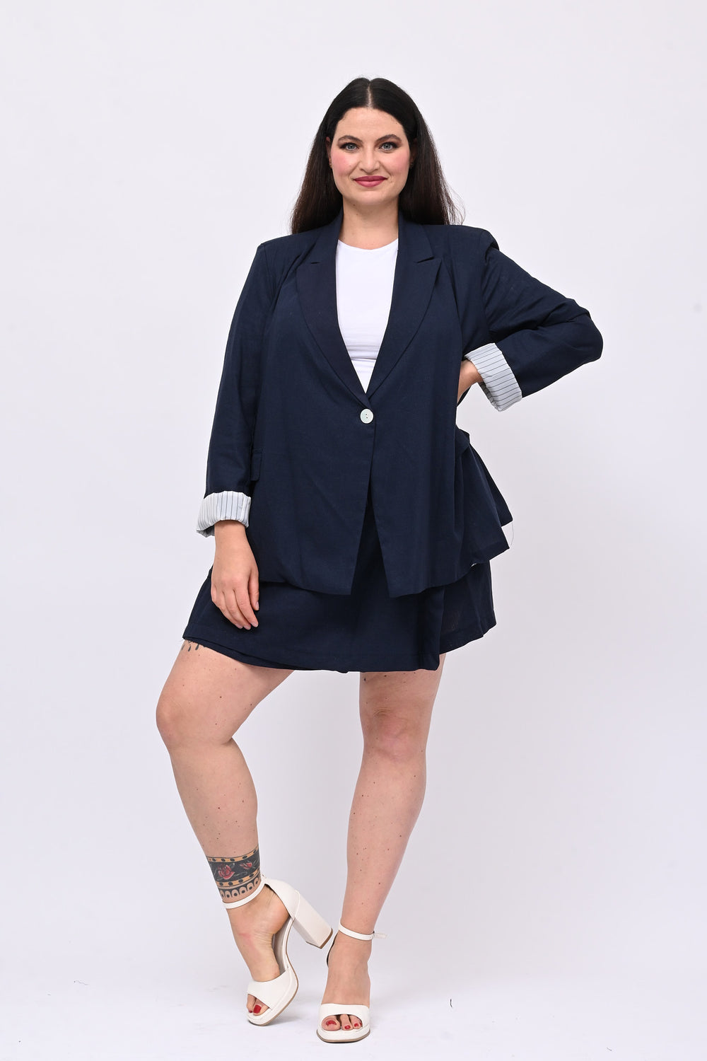 Tailleur lino gonnellino - Blu