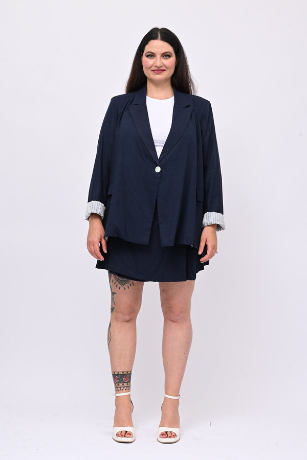 Tailleur lino gonnellino - Blu