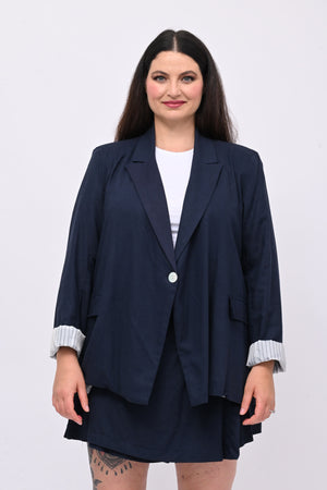 Tailleur lino gonnellino - Blu