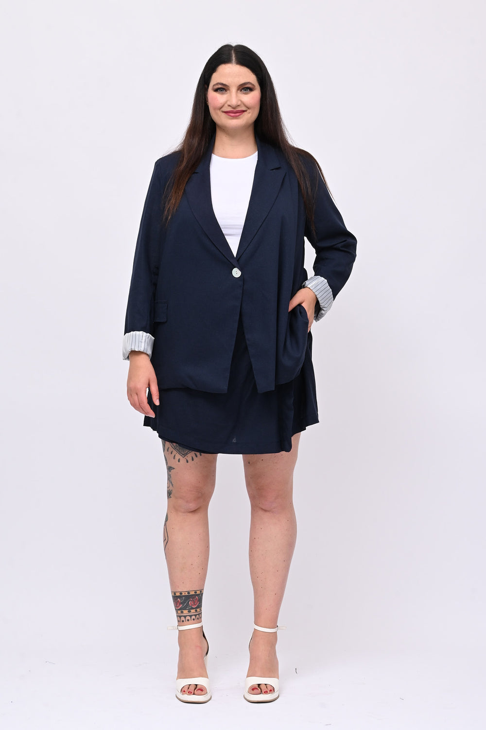 Tailleur lino gonnellino - Blu