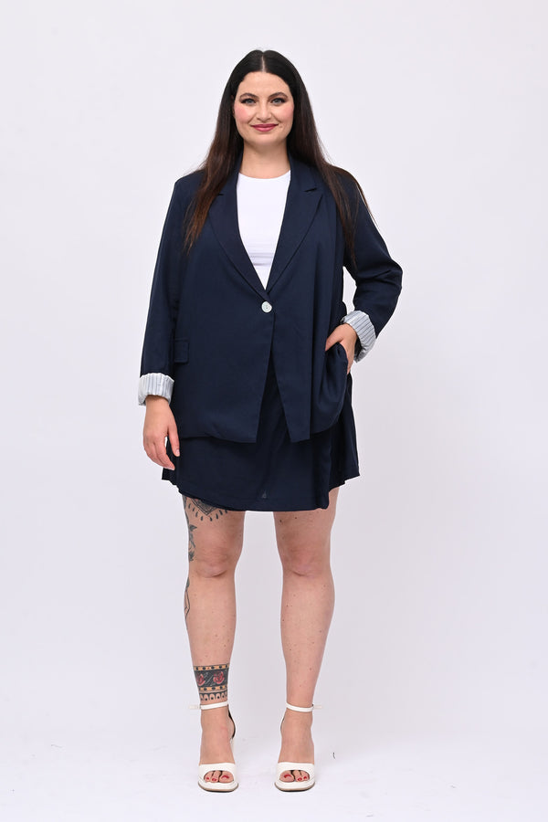 Tailleur lino gonnellino - Blu