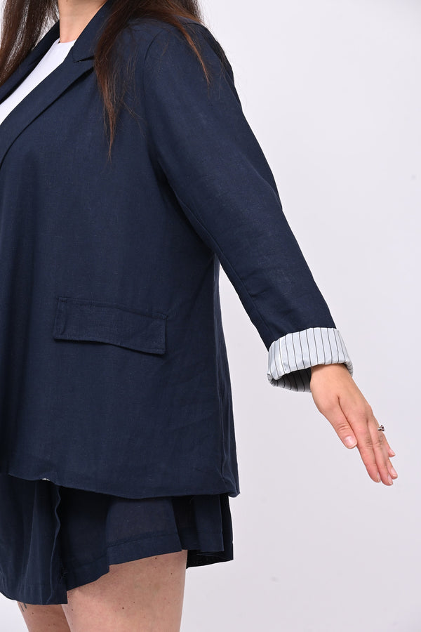 Tailleur lino gonnellino - Blu