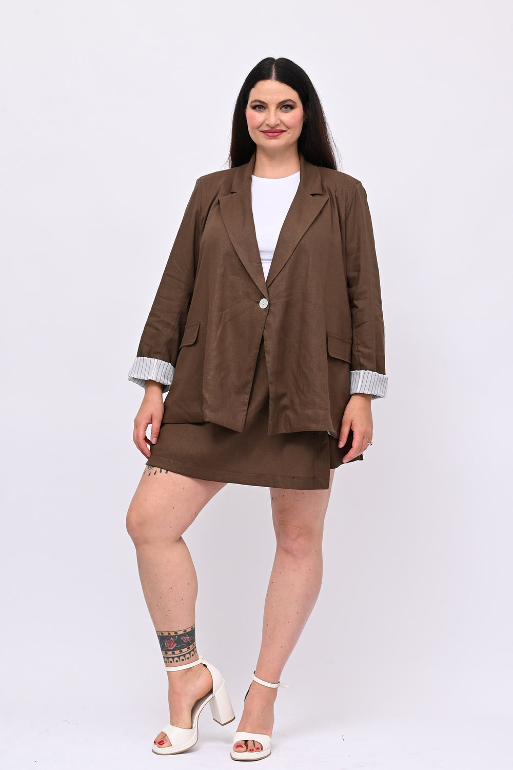 Tailleur lino gonnellino - Bruciato