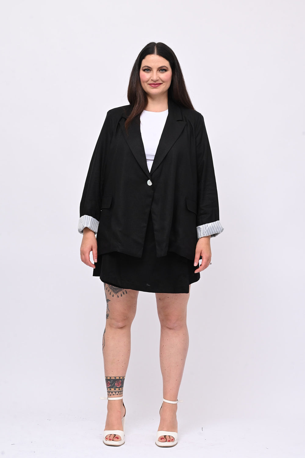 Tailleur lino gonnellino - Nero