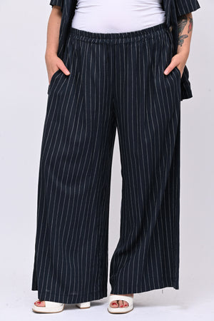 Completo lino gessato - Blu