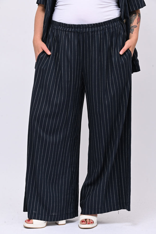 Completo lino gessato - Blu