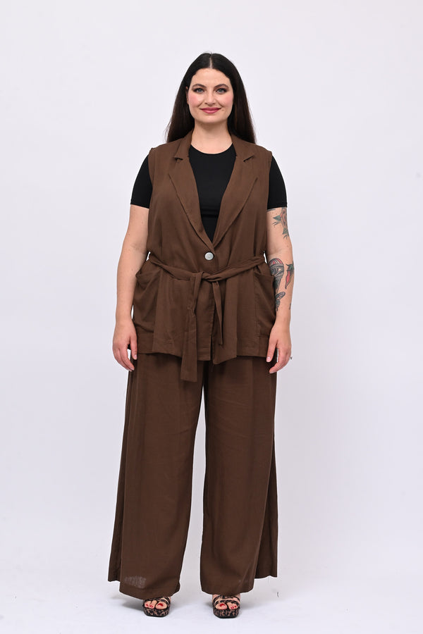 Completo lino gilet - Bruciato