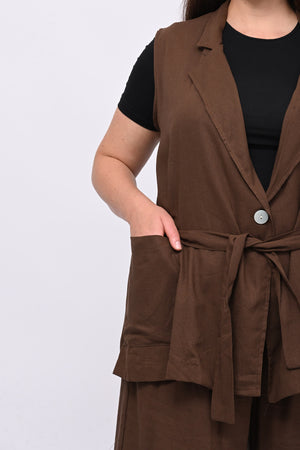 Completo lino gilet - Bruciato