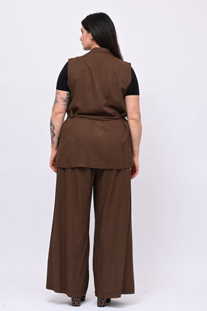 Completo lino gilet - Bruciato