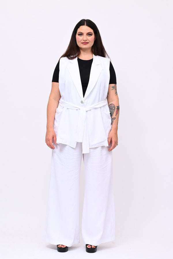Completo lino gilet - Bianco