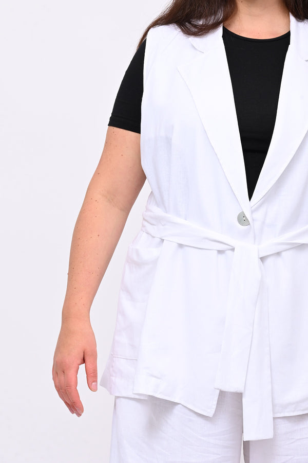 Completo lino gilet - Bianco