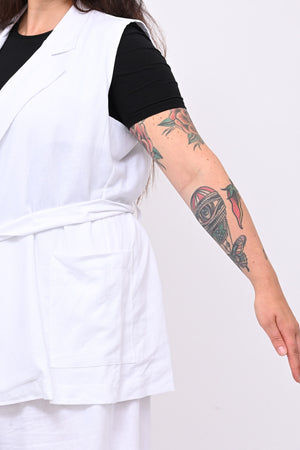 Completo lino gilet - Bianco