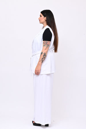 Completo lino gilet - Bianco