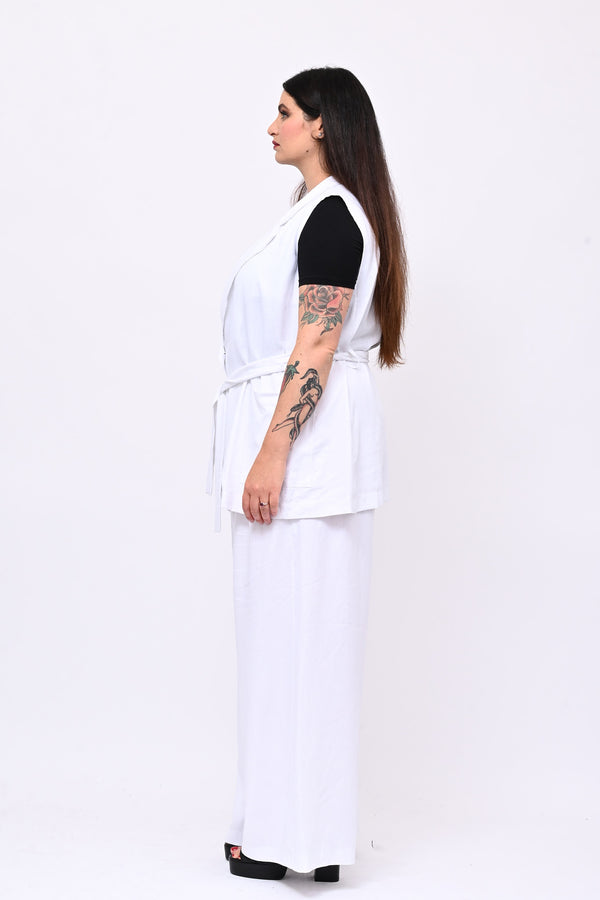 Completo lino gilet - Bianco