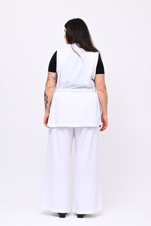 Completo lino gilet - Bianco