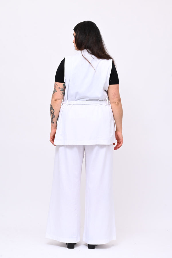 Completo lino gilet - Bianco