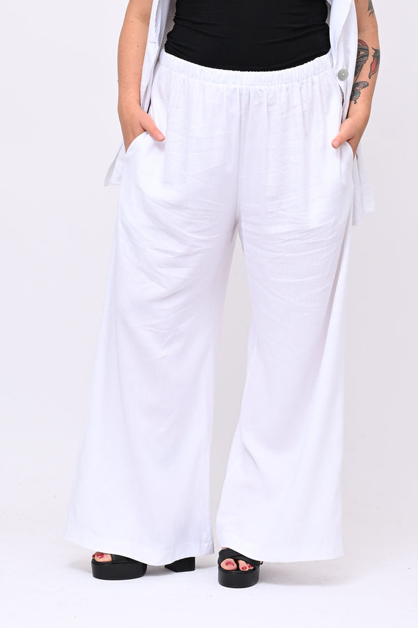 Completo lino gilet - Bianco