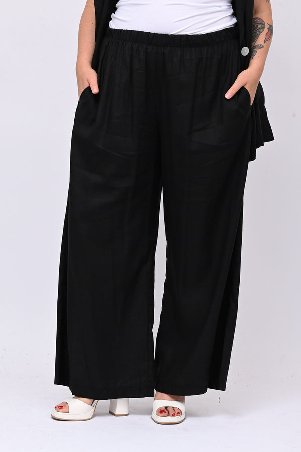 Completo lino gilet - Nero
