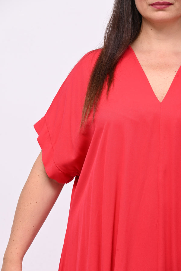 Maxi abito scollo V - Rosso