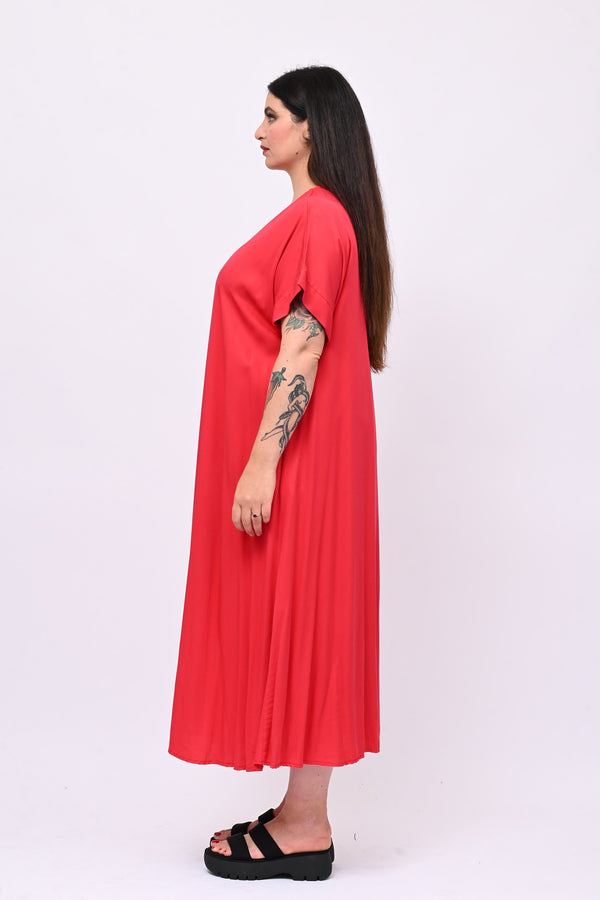 Maxi abito scollo V - Rosso