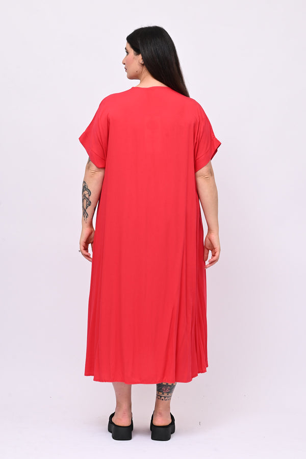 Maxi abito scollo V - Rosso