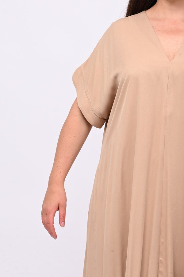 Maxi abito scollo V - Camel
