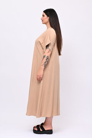 Maxi abito scollo V - Camel