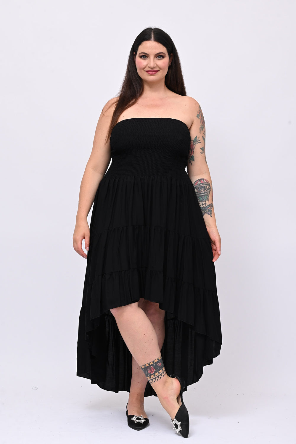Abito fascia balza - Nero
