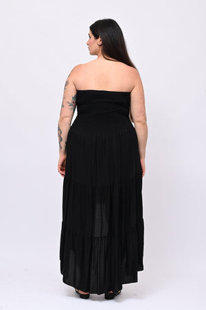 Abito fascia balza - Nero