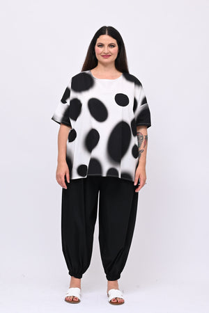 Blusa scatola pois - Nero