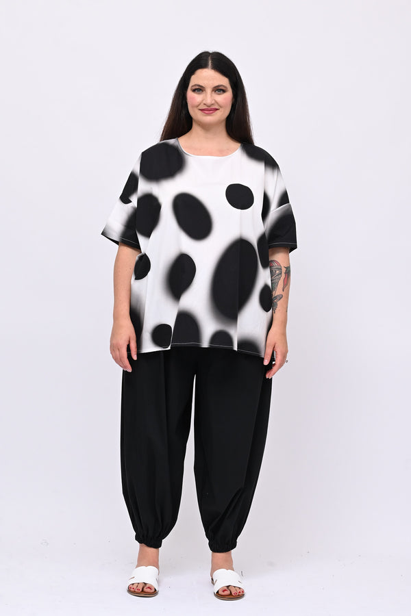 Blusa scatola pois - Nero