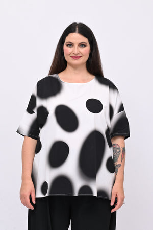 Blusa scatola pois - Nero