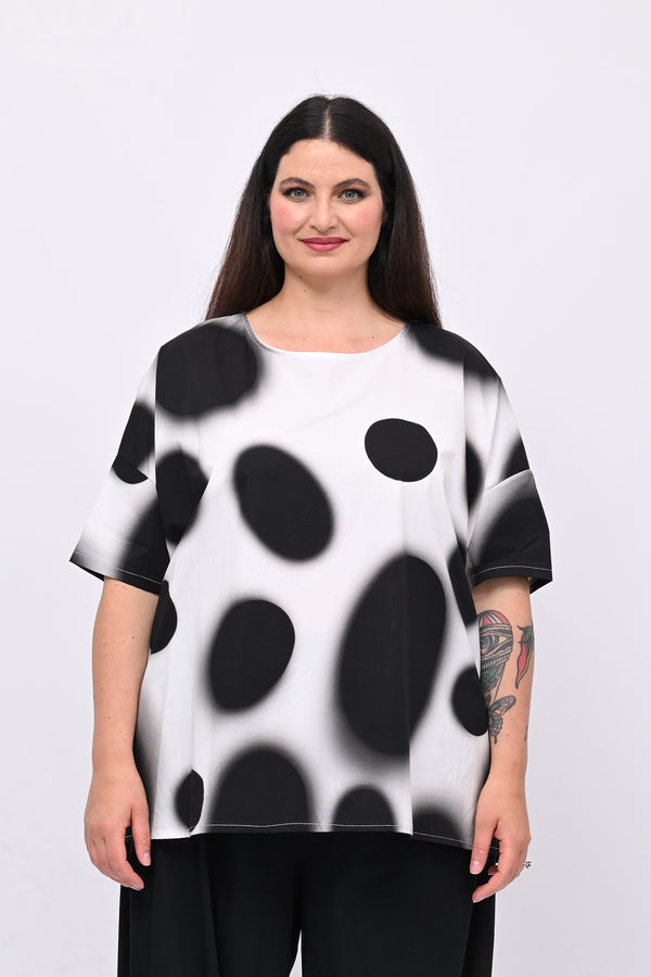 Blusa scatola pois - Nero